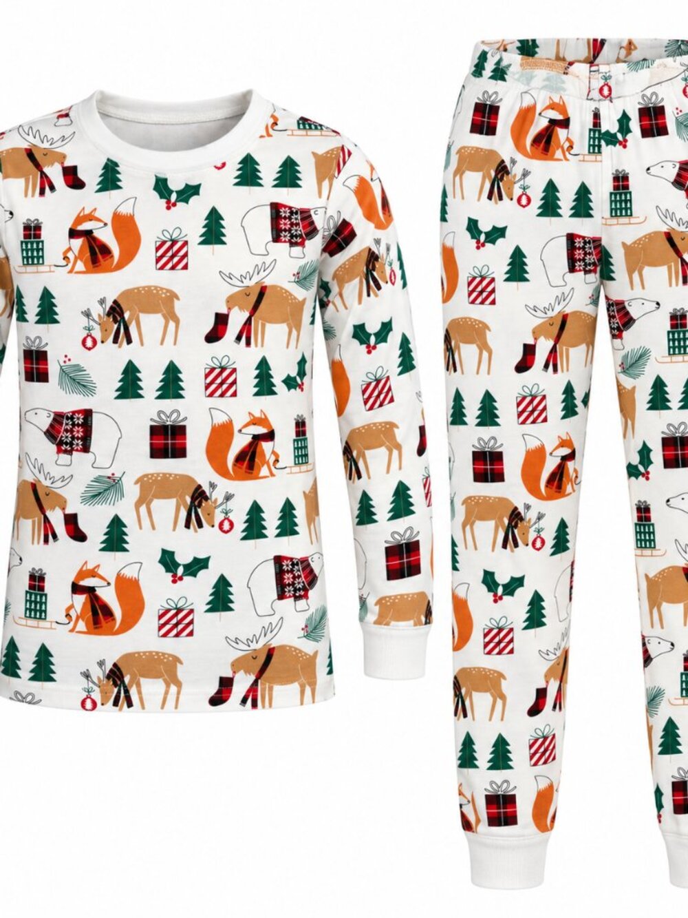 PJ Place Kids Size 10 Christmas Pajama Set Woodland Animals Long Sleeve 2 Piece